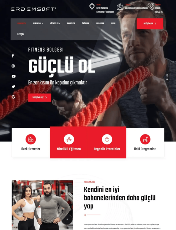 Spor, Fitness ve Yoga Hazır Web Sitesi Yazılımı - Görsel 2