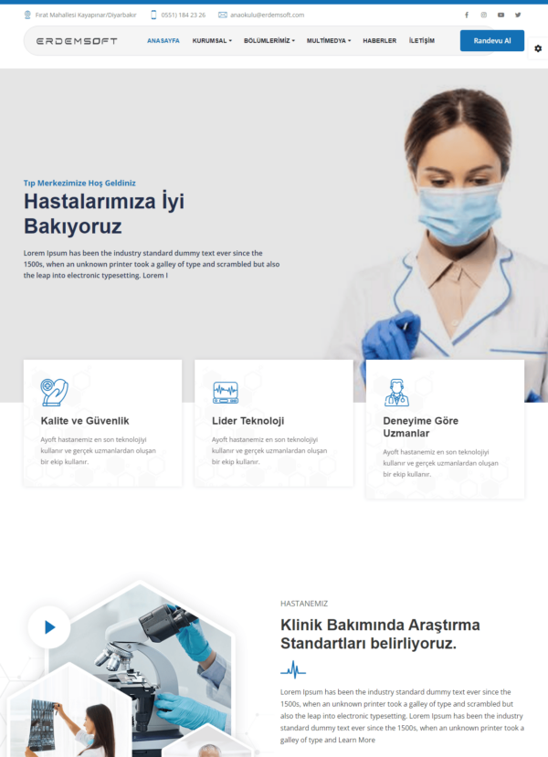 Hastane - Poliklinik - Klinik ve Doktor Hazır Web Sitesi Yazılımı - Görsel 2